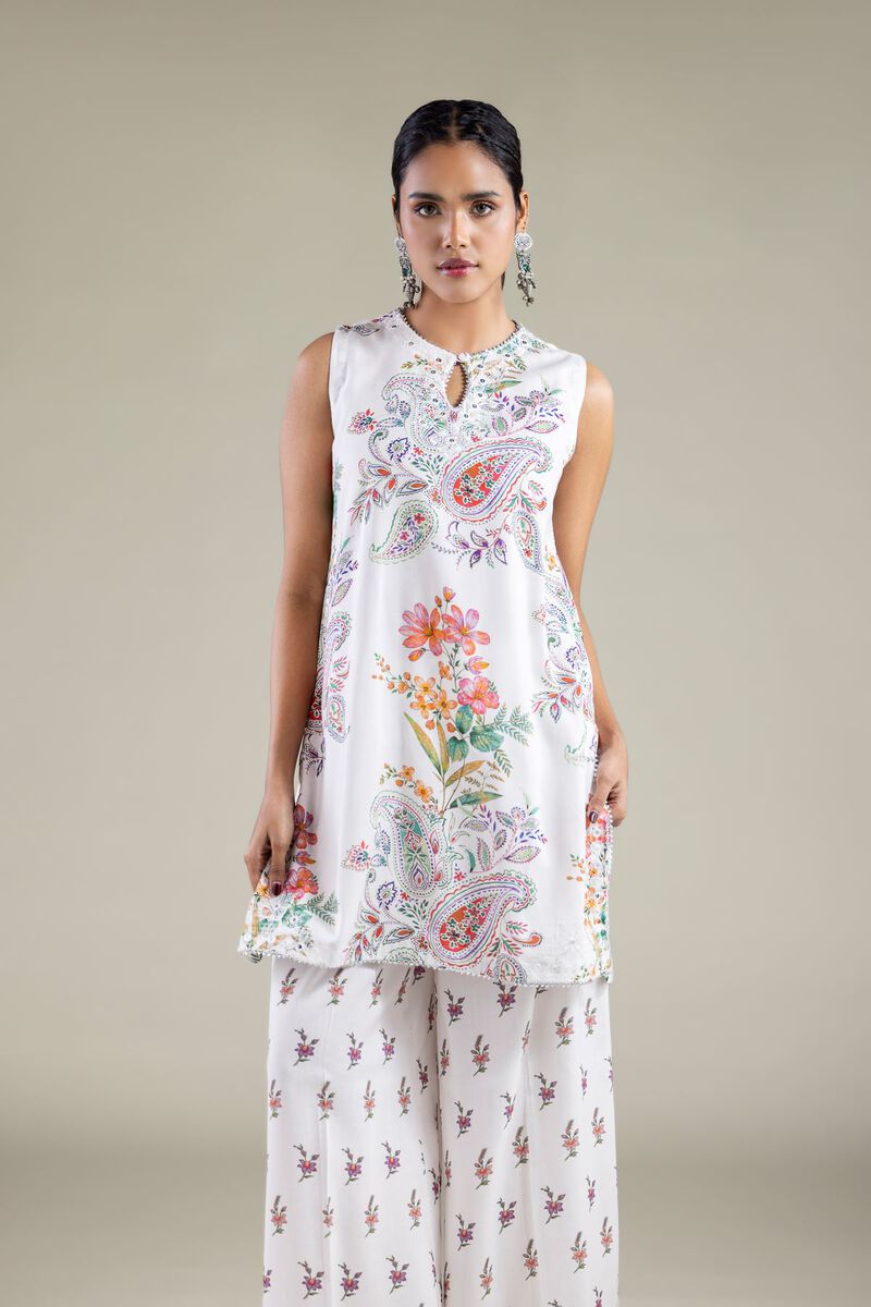 Embroidered | Viscose | Floral Sleeveless Kurta | USD 35.00