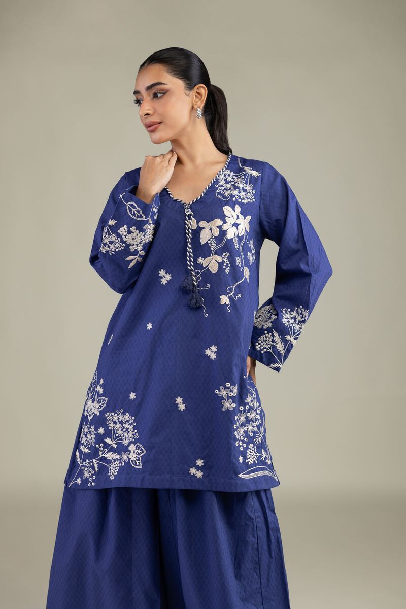 Embroidered | Cotton Dobby | Cotton Navy Kurta | USD 45.00