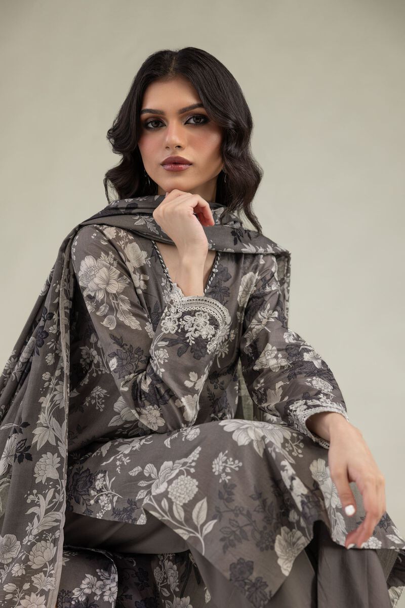 Embroidered | Lawn | Gray Lawn Dupatta | USD 25.00