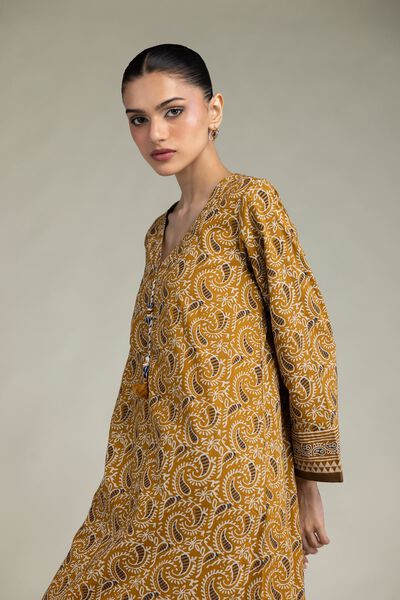 Printed | Cambric | Paisley V-Neck Kurta | USD 40.00