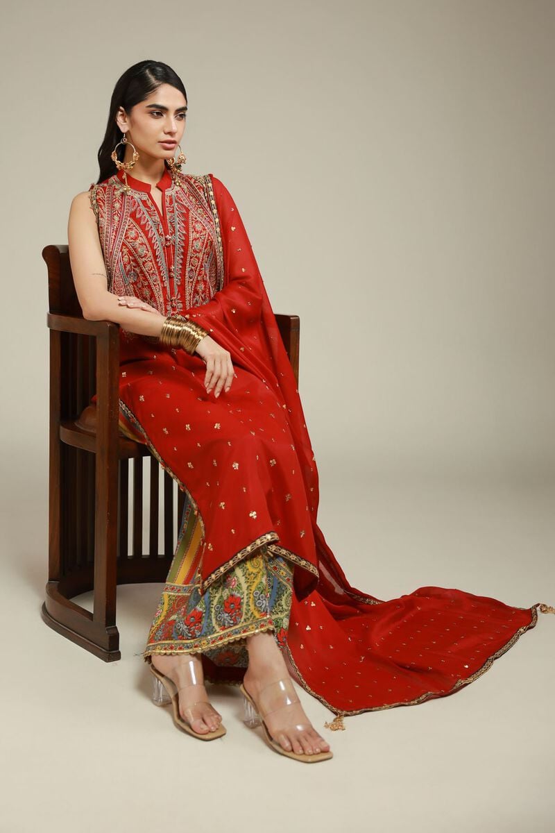 Embroidered | Raw Silk | 3 Piece Co-ord Set | USD 145.00