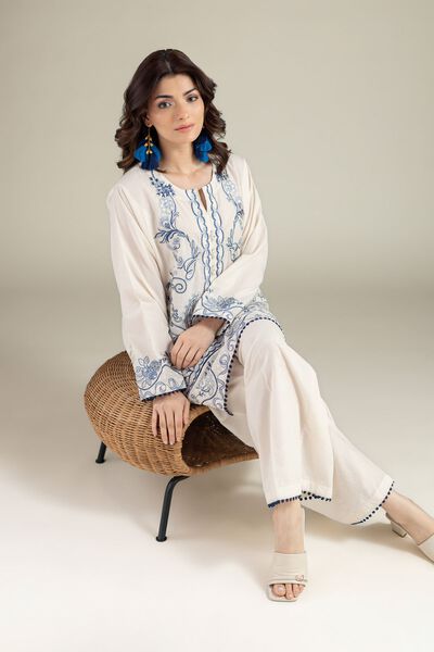 Embroidered | Cambric | Tailored 2 Piece | Top and Bottom | USD 65.00