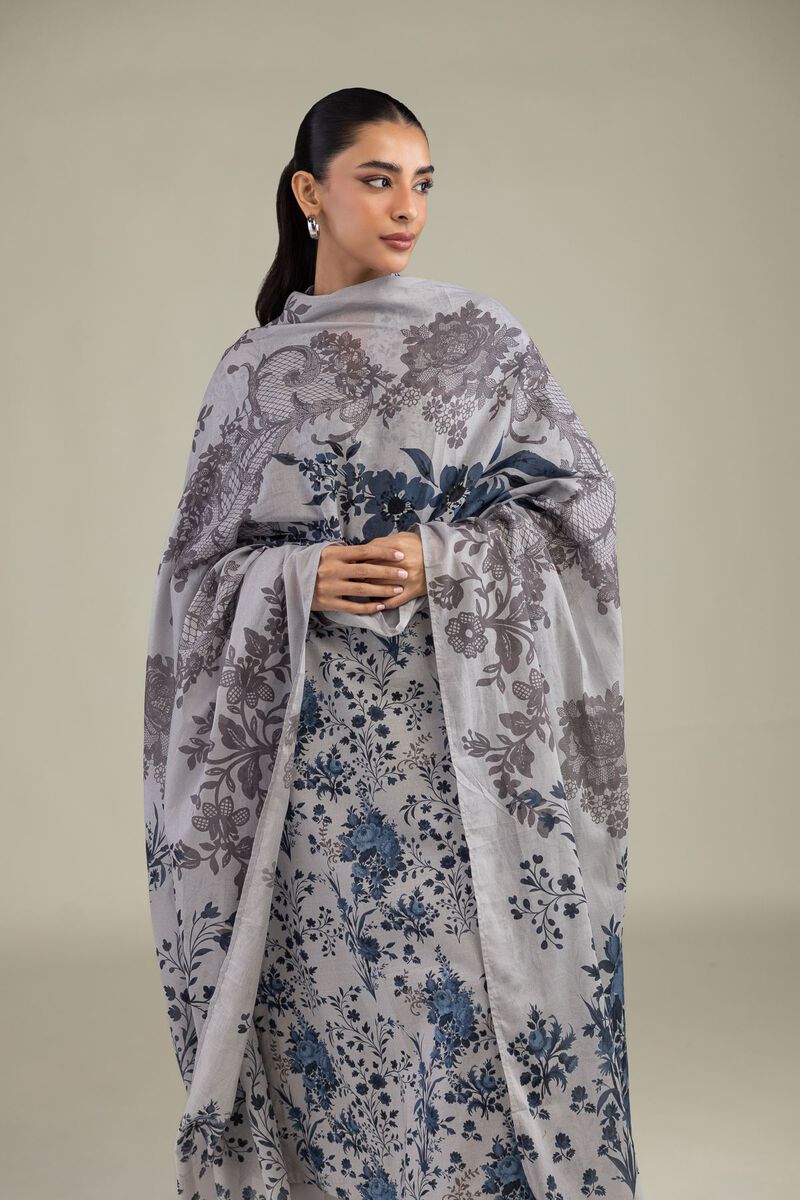 Printed | Lawn | Gray Lawn Dupatta | USD 25.00