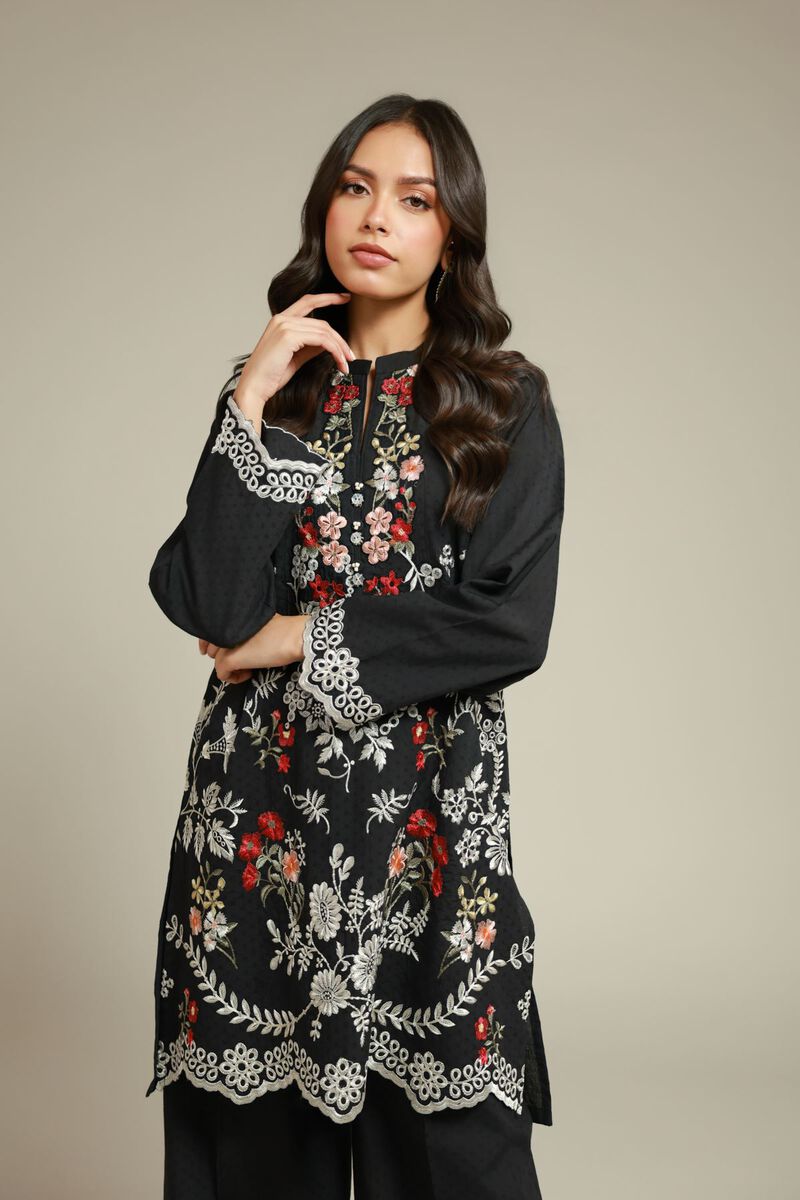 Embroidered | Cotton Dobby | Black Tailored Set | USD 60.00