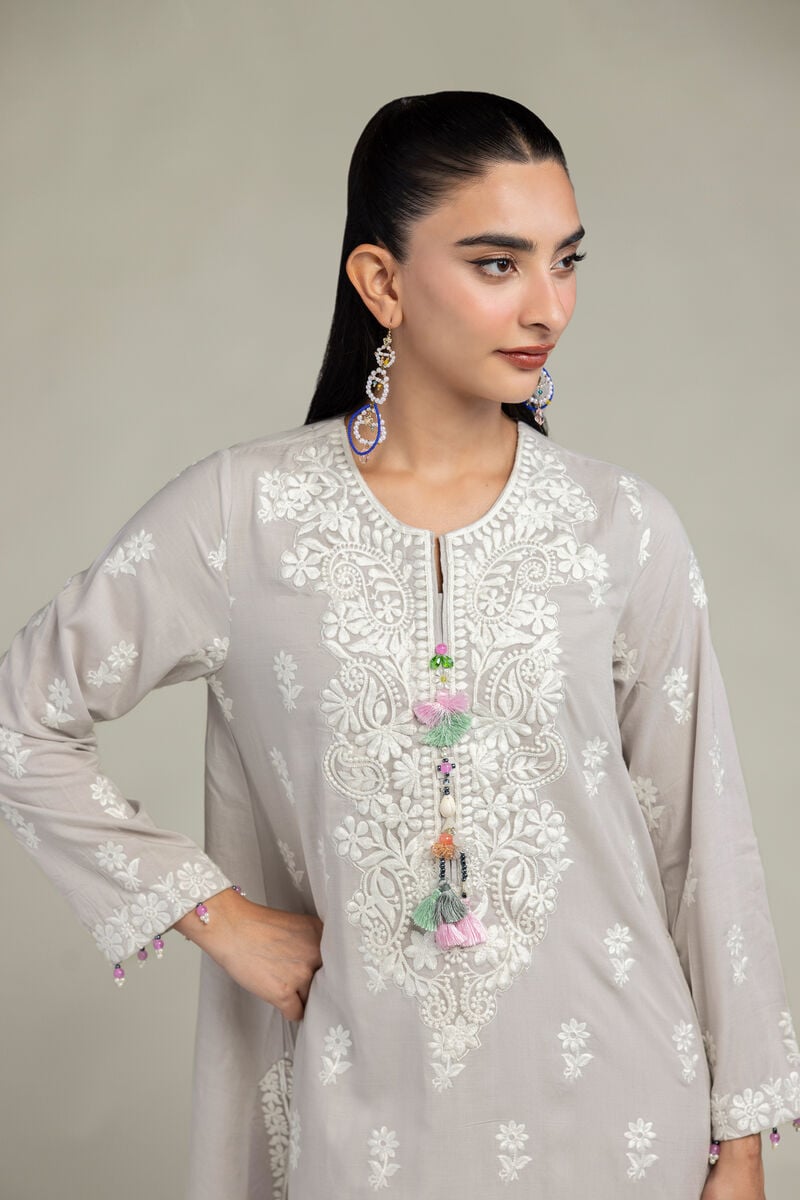 Embroidered | Raw Silk | Floral Longline Kurta | USD 65.00