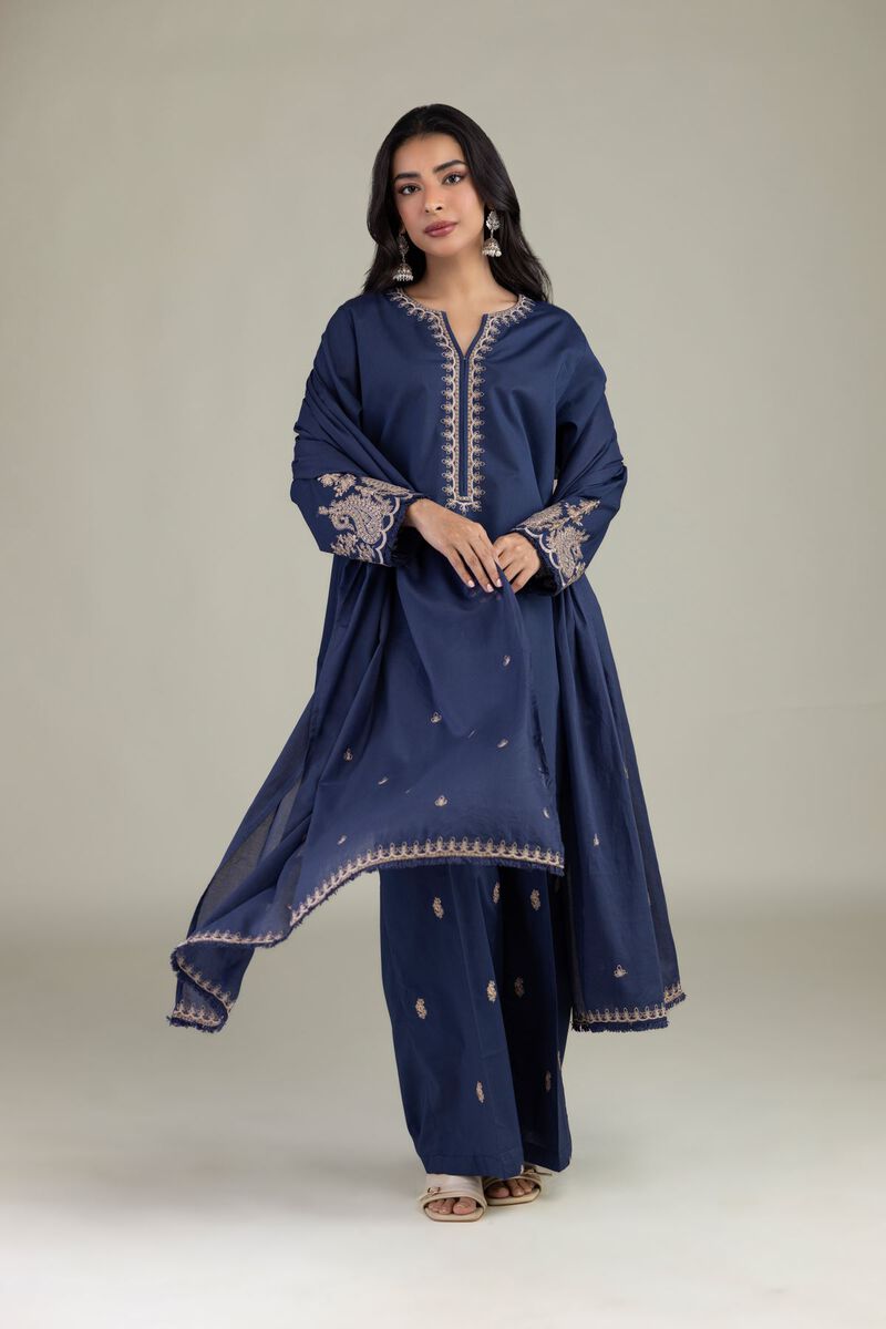 Embroidered | Lawn | Navy Lawn Dupatta | USD 35.00
