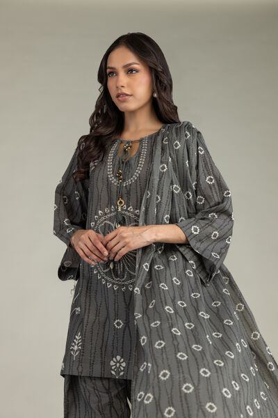 Printed | Voile | Gray Printed Dupatta | USD 25.00