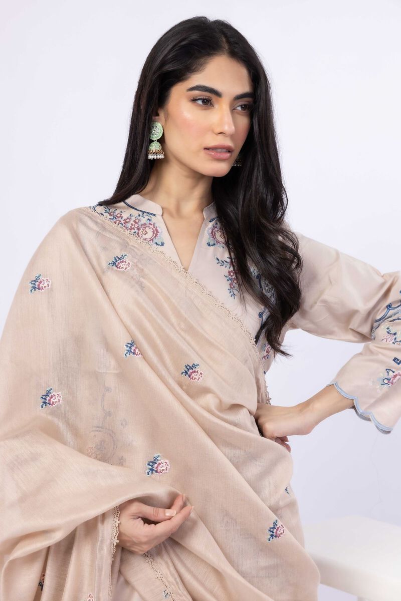 Embroidered | Cotton Net YD with White/Black Warp | Dupatta | USD 9.00