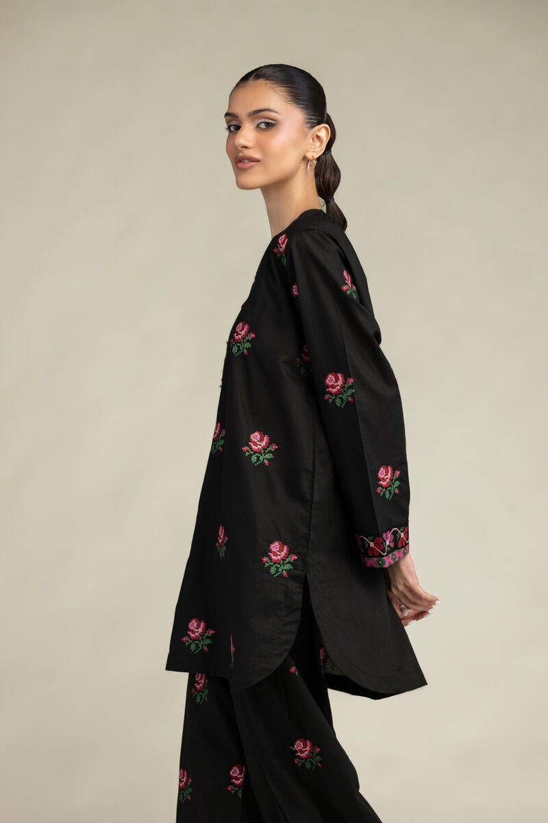 Embroidered | Cambric | Black Cambric Kurta | USD 45.00
