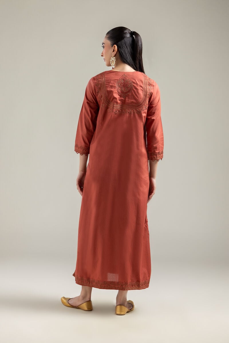Embroidered |Cotton Dobby | Solid Longline Kurta | USD 45.00