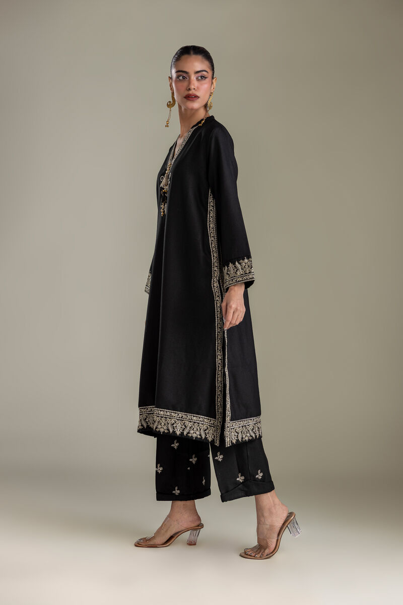 Embroidered | Heavy Blended Viscose | Long Black Kurta | USD 60.00