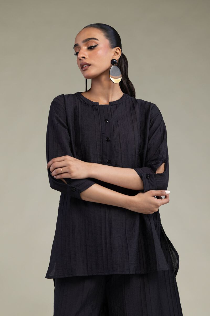 Dyed | Blended Crinkle | Black Crinkle Tunic | USD 40.00