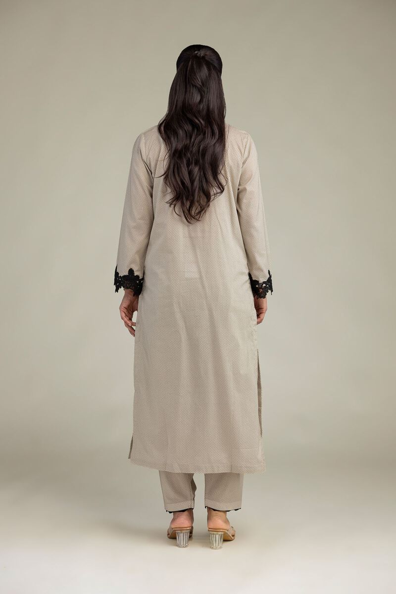 Embroidered | Cambric | Beige Cambric Kurta | USD 45.00
