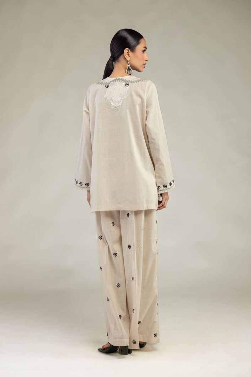 Textured Cotton | Embroidered | Short Round-Neck Kurta | USD 40.00