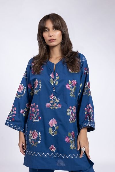Embroidered | Crosshatch Poplin | Kurta | USD 35.00
