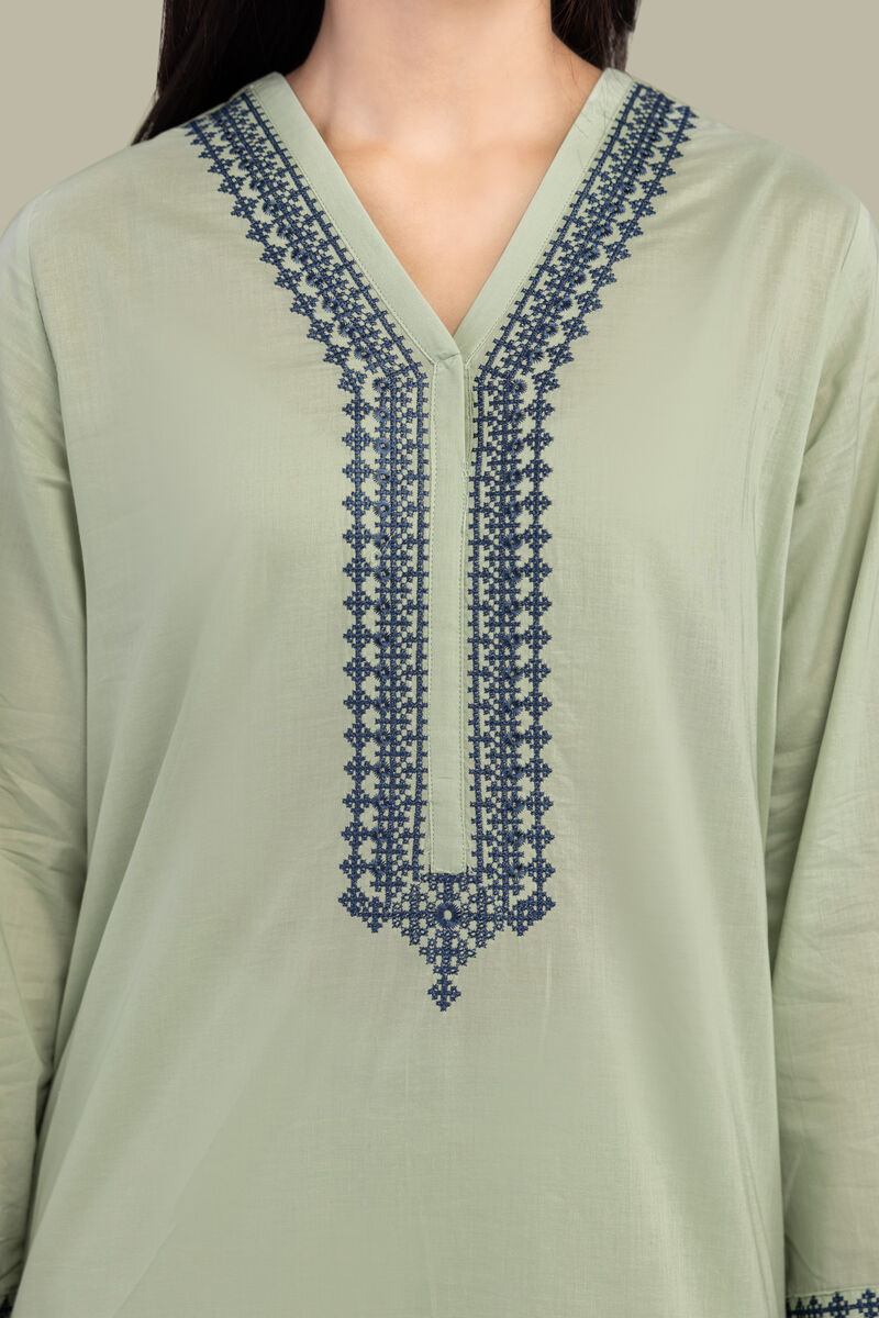 Embroidered | Cambric | Long Mint Kurta | USD 35.00