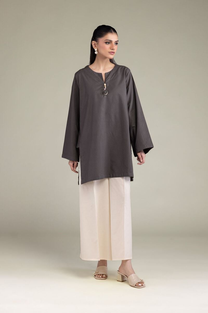 Dyed | Textured Cotton Viscose | Short Solid Kurta | USD 35.00
