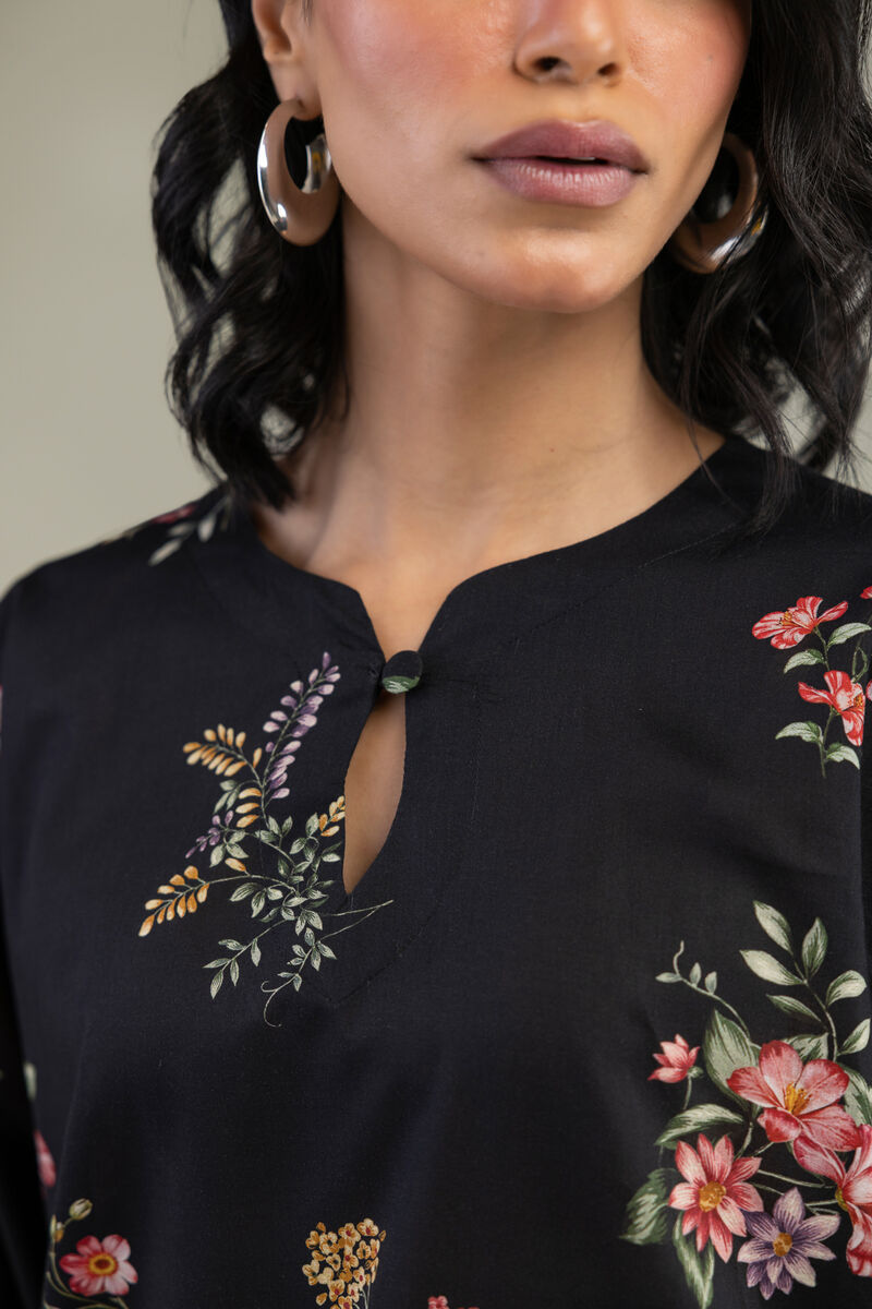 Embroidered | Cambric | Black Floral Kurta | USD 30.00