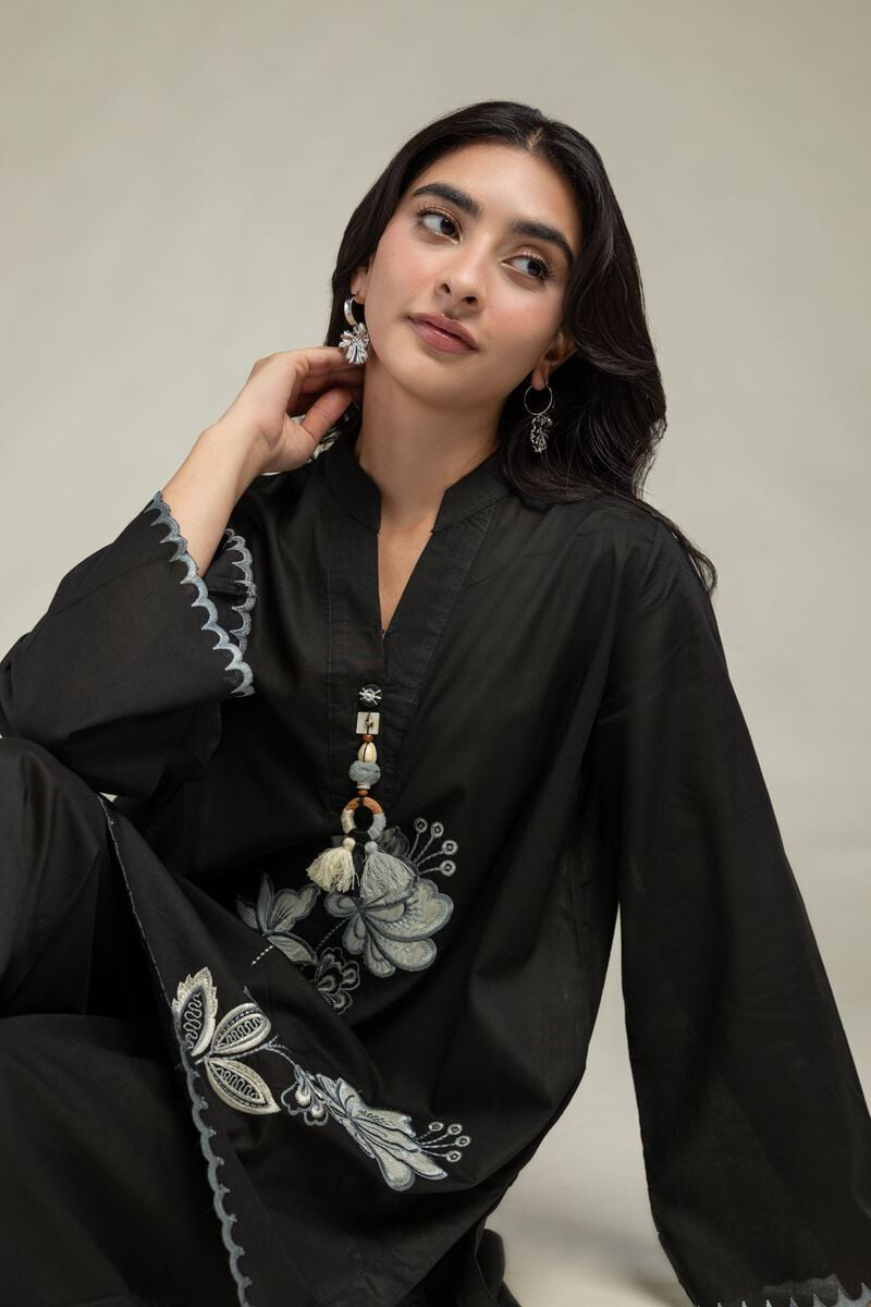 Cambric | Floral Black Kurta | USD 45.00