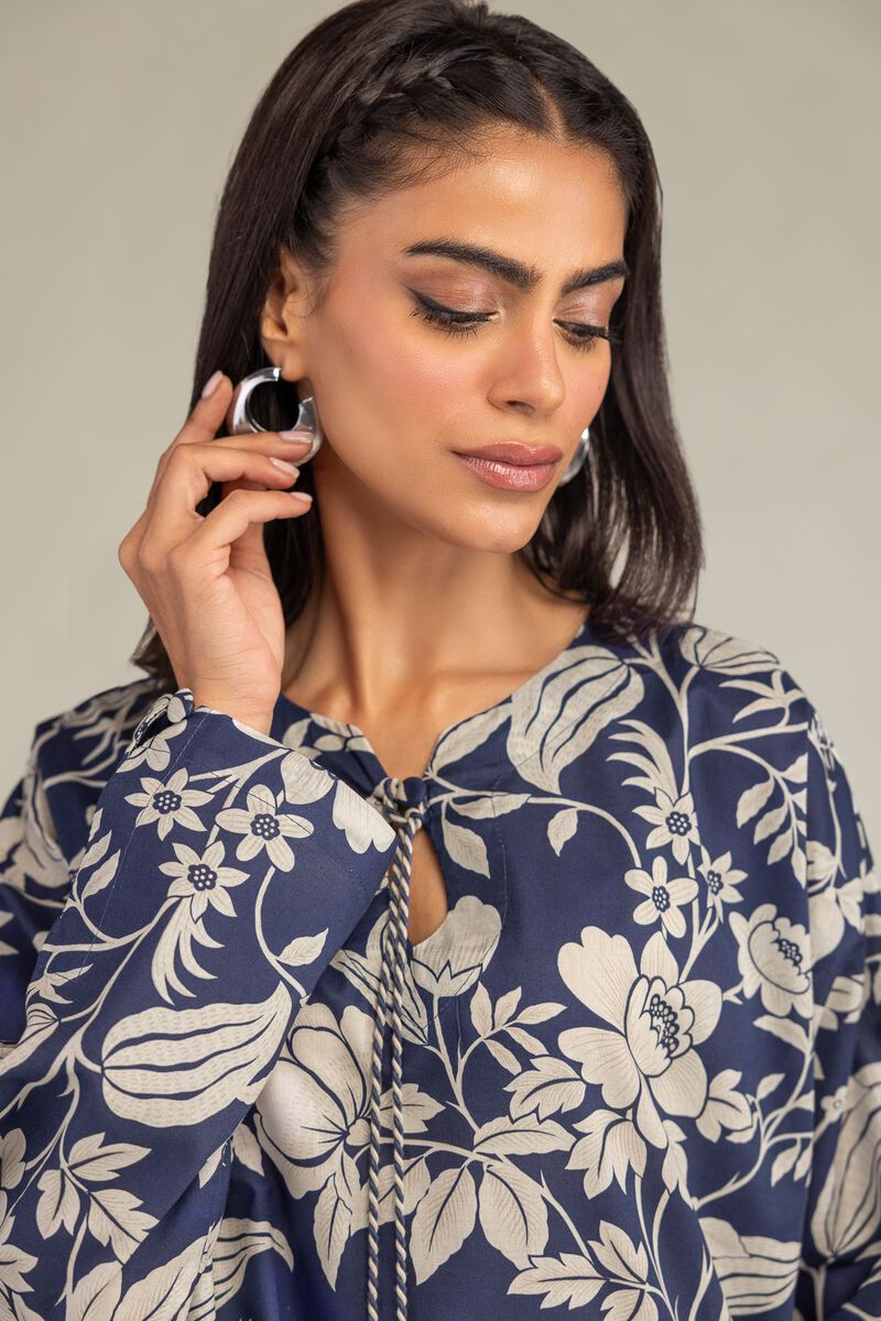 Printed | Cambric | Floral Navy Kurta | USD 35.00