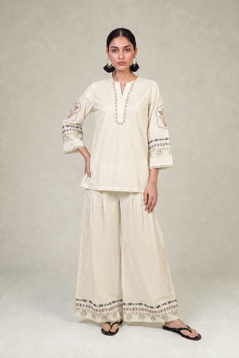 Embroidered | Cambric | Floral Cambric Pants | USD 45.00
