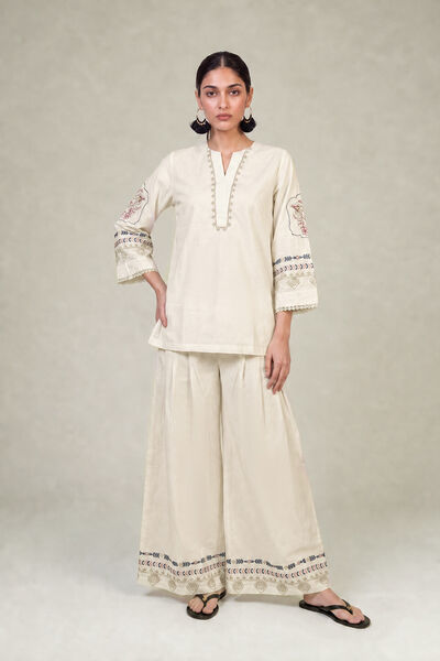 Embroidered | Cambric | Floral Cambric Pants | USD 45.00