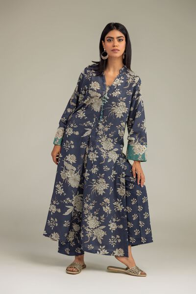 Printed | Raw Silk | Floral Navy Pants | USD 35.00