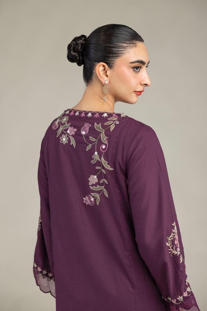 Embroidered | Raw Silk | Floral Threadwork Kurta | USD 55.00