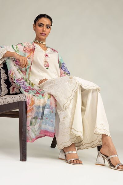 Embroidered | Raw Silk | Floral Longline Kurta | USD 65.00