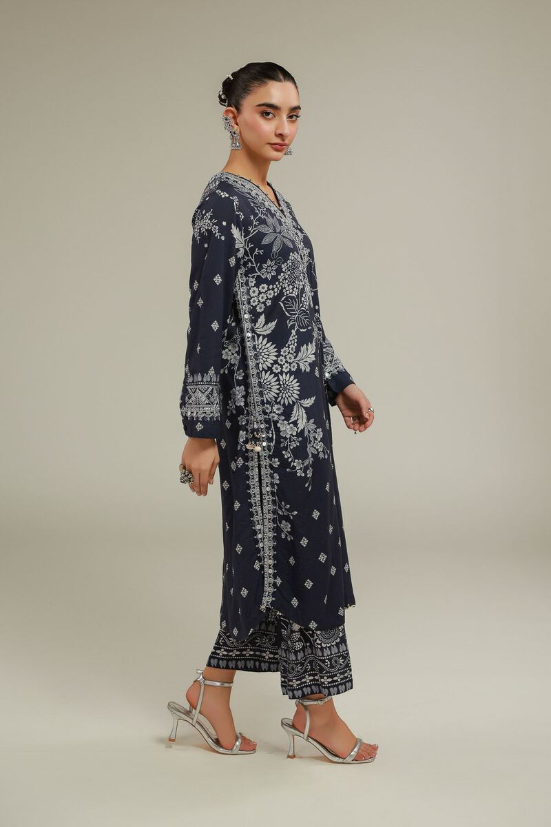 Embroidered | Raw Silk | Geometric Pants | USD 30.00