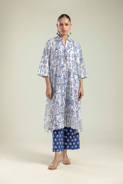 Printed | Cambric | Blue Floral Pants | USD 25.00