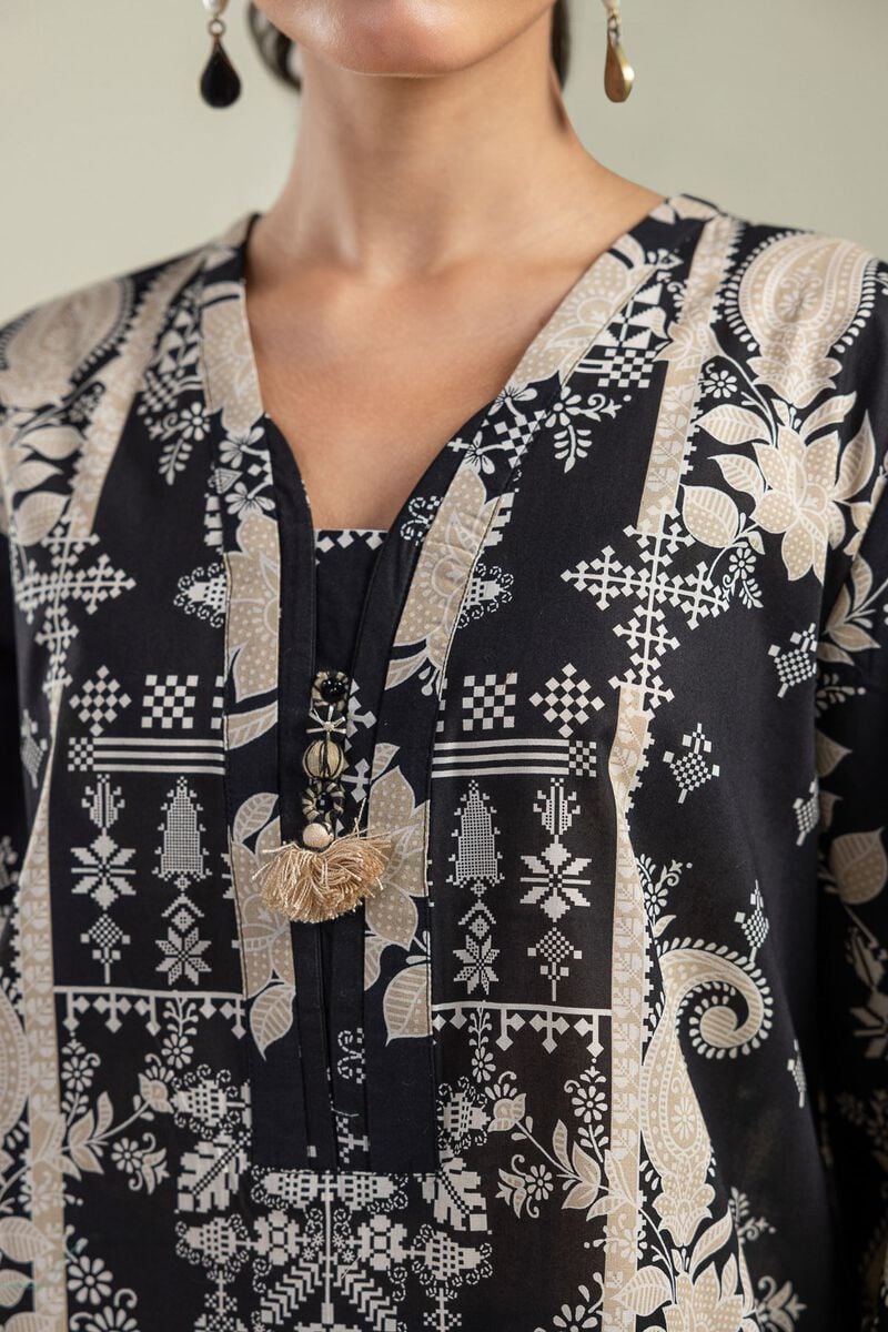Printed | Cambric | Floral Black Kurta | USD 30.00