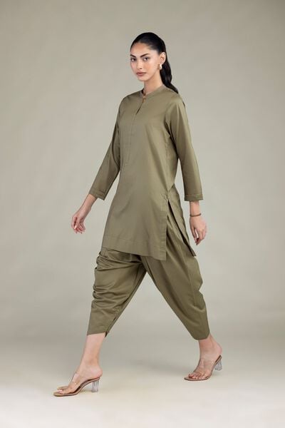 Dyed | Cotton Viscose | Solid Olive Shalwar | USD 30.00