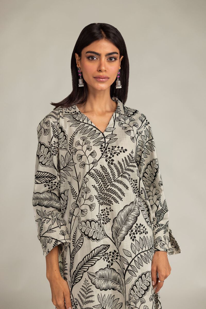 Printed | Textured Cotton | V-Neck Longline Kurta | USD 35.00