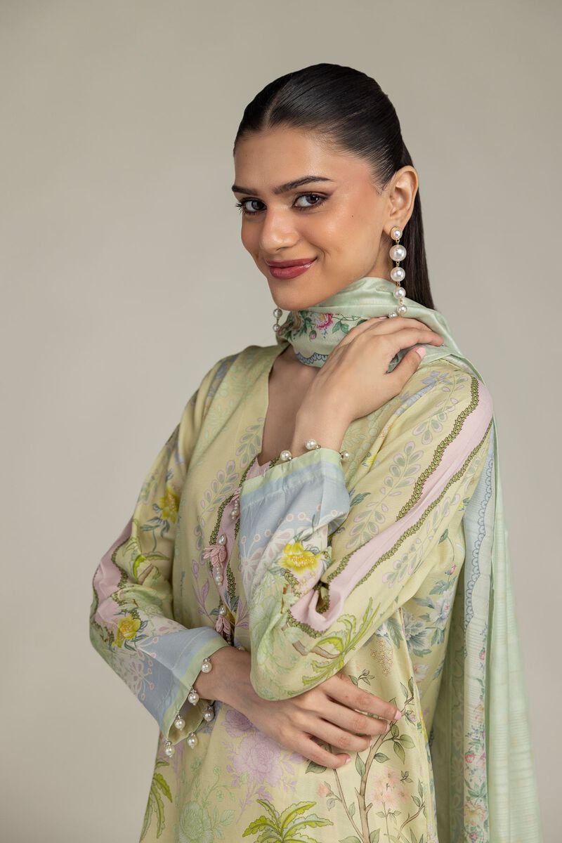 Embroidered | Polyester Silk | Floral Mint Dupatta | null