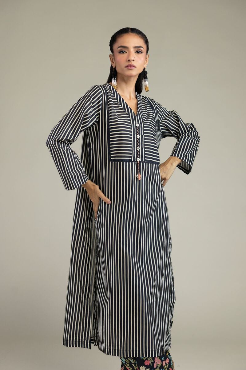 Printed | Cambric | V-Neck Longline Kurta | USD 30.00