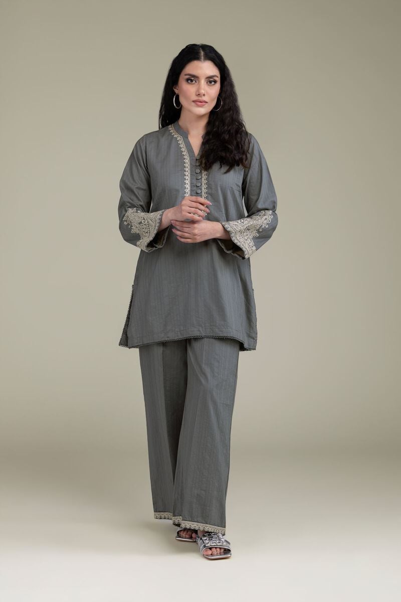 Embroidered | Cotton Dobby | Solid Cotton Pants | USD 25.00