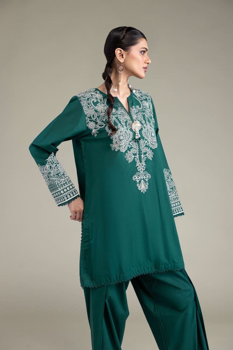 Printed | Cambric | Green Cambric Kurta | USD 40.00