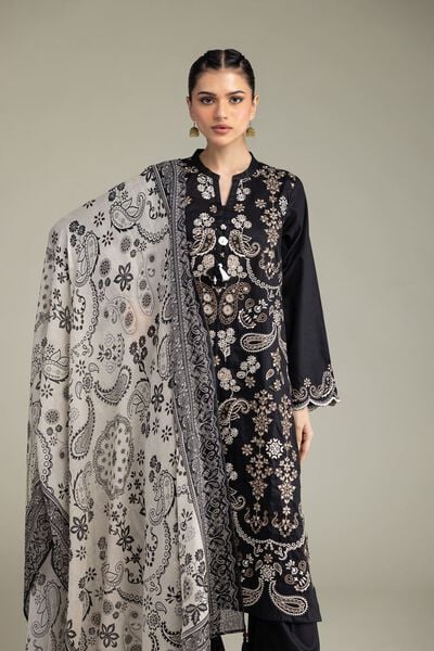 Embroidered | Cotton Dobby | Black Tailored Set | USD 80.00