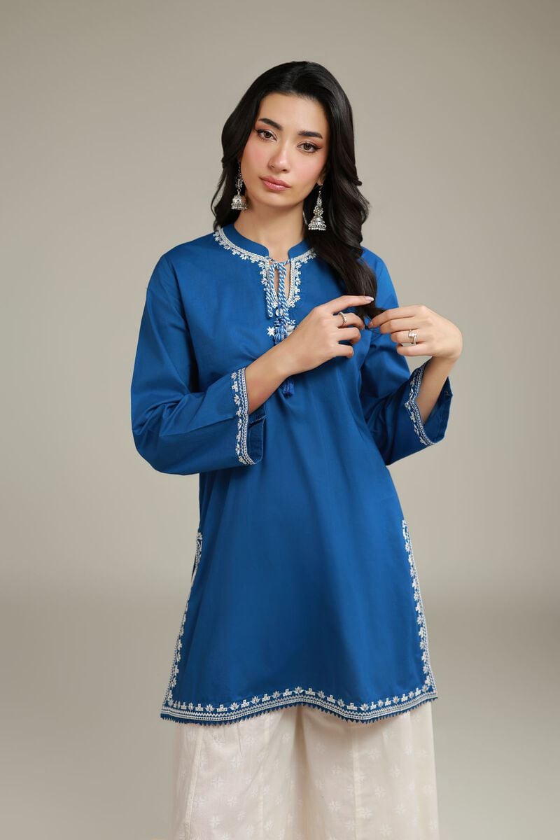 Embroidered | Cambric | Blue Cambric Kurta | USD 35.00
