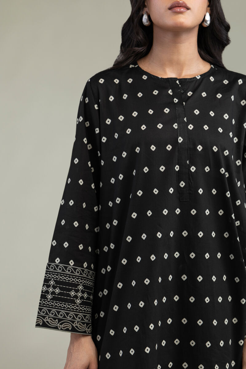 Printed | Cambric | Short Black Kurta | USD 35.00