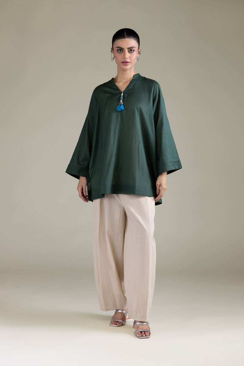 Dyed | Cotton Dobby | Solid V-Neck Kurta | USD 35.00