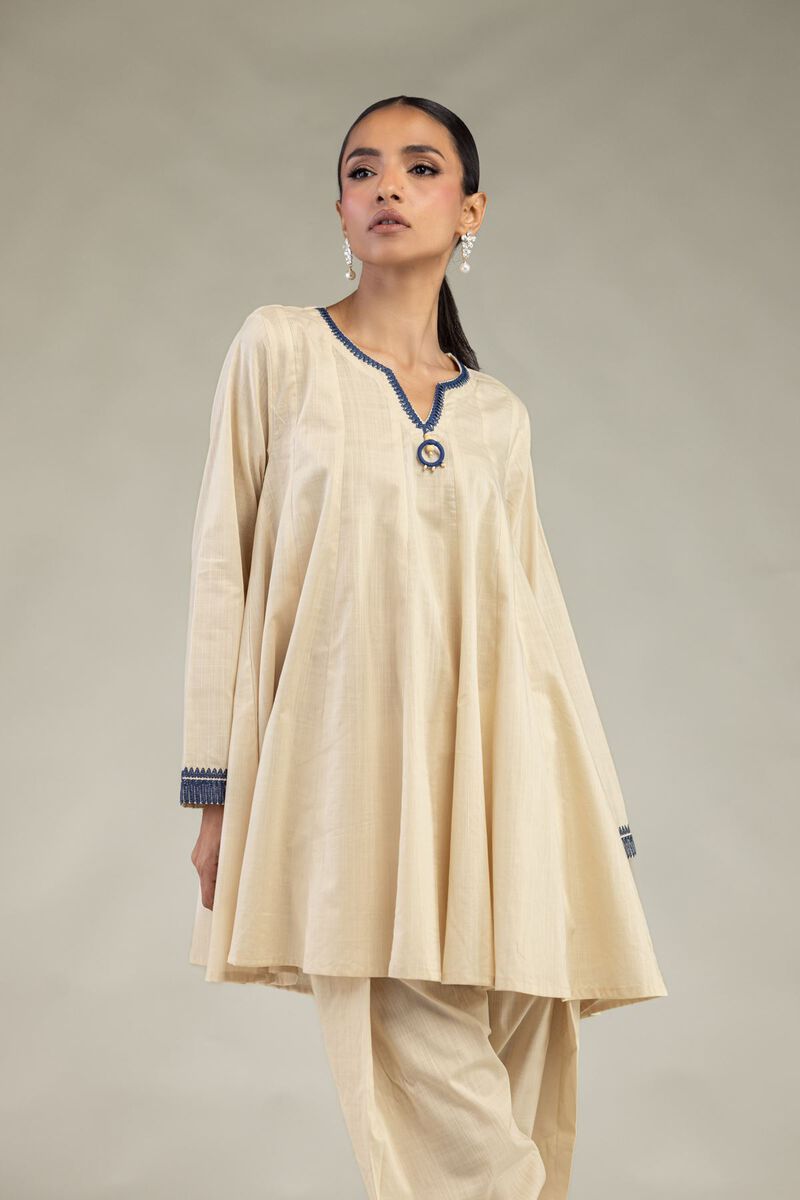 Textured Cotton | Embroidered | Short Cotton Kurta  | USD 40.00