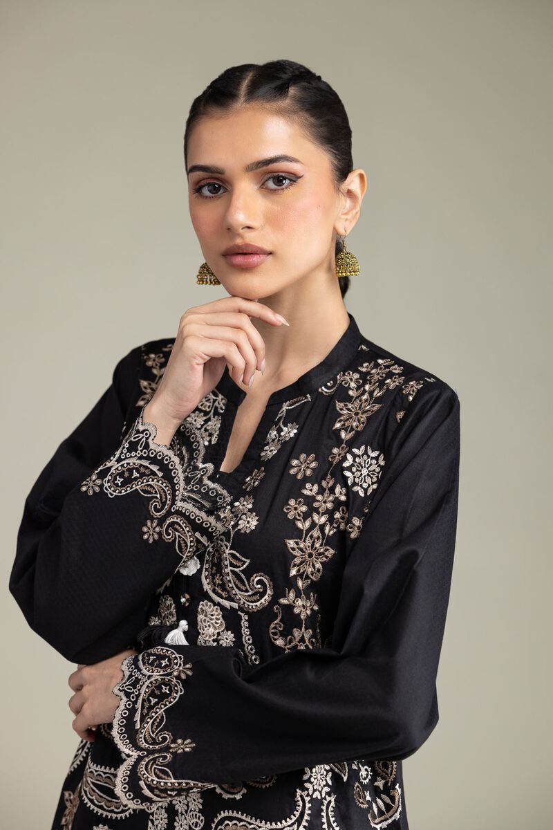 Embroidered | Cotton Dobby | Black Tailored Set | USD 80.00