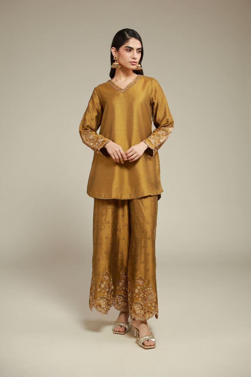 Embroidered | Raw Silk | 2 Piece Co-ord Set | Top and Bottom | USD 85.00