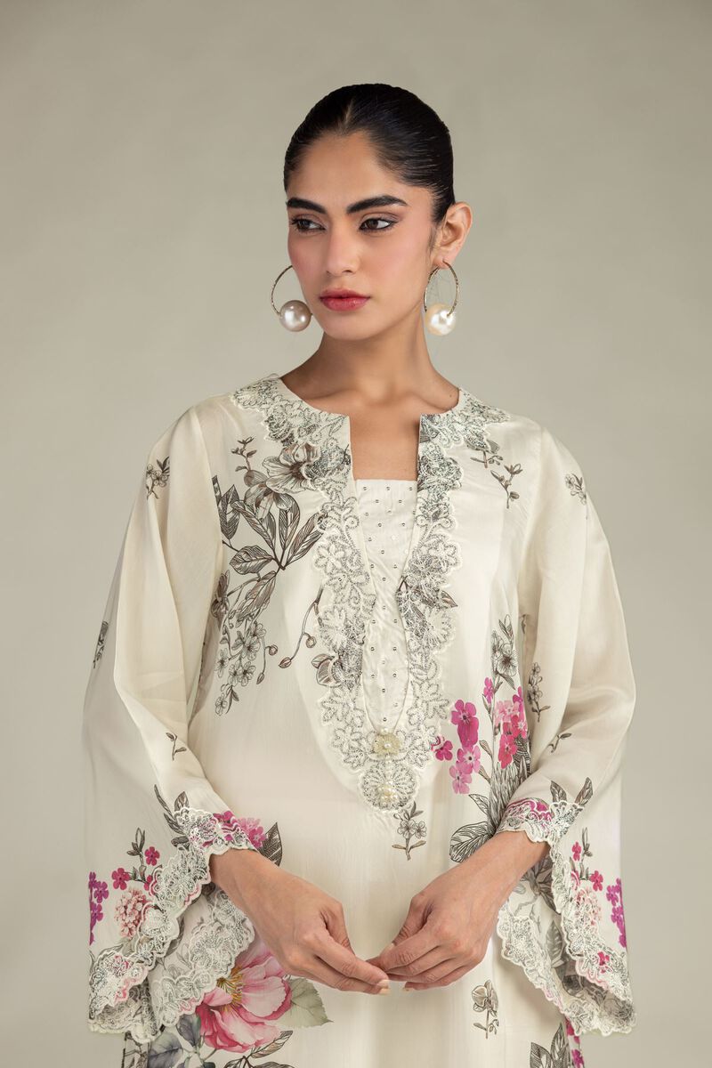 Embroidered | Blended Viscose | Floral Long Kurta | USD 70.00