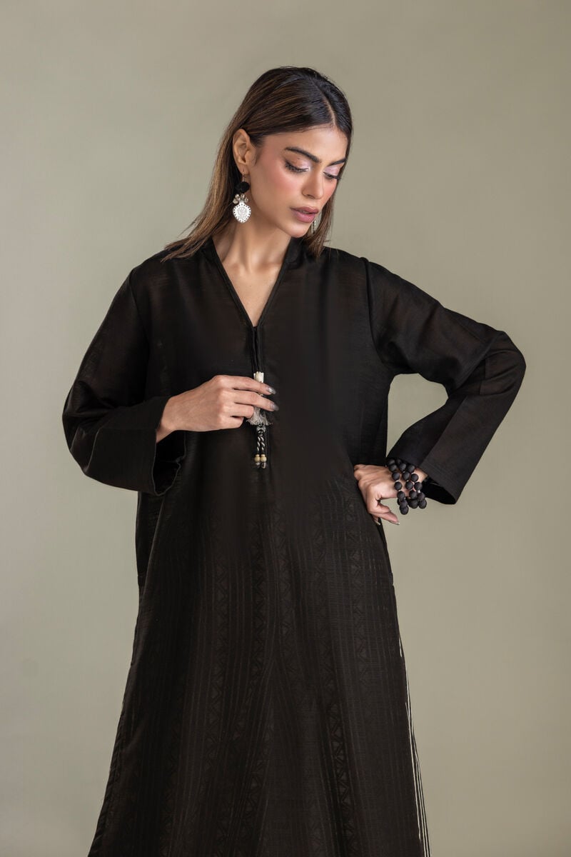 Printed | Light Khaddar | Black Khaddar Kurta | USD 35.00