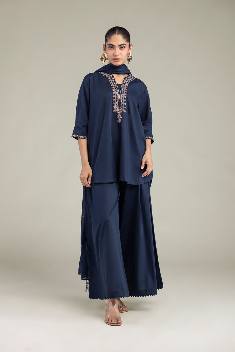 Embroidered | Lawn | Lawn Navy Dupatta | USD 35.00