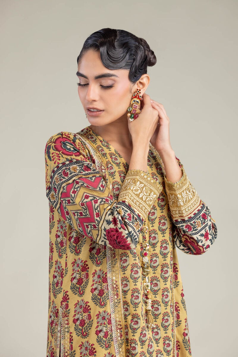 Embroidered | Raw Silk | Floral Silk Kurta | USD 60.00