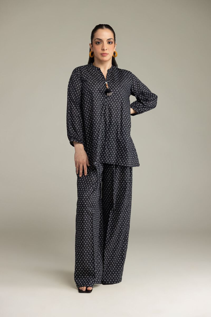 Printed | Viscose Crepe | Black Viscose Blouse | null